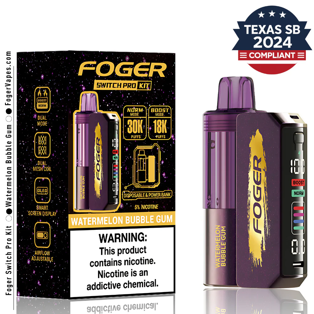 Watermelon Bubble Gum Switch Pro Kit – Foger Vapes – Texas Compliant – Built in USA - Image 2