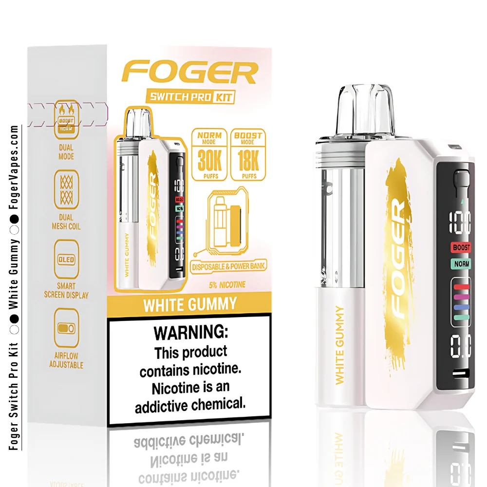 White Gummy Foger Switch Pro Kit 30K Puffs - Image 3